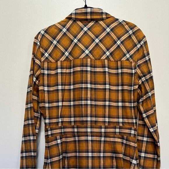 NWT Veronica Beard Fern Mini Shirt Dress Plaid Flannel Saffron Long Sleeve 10 - Picture 2 of 9
